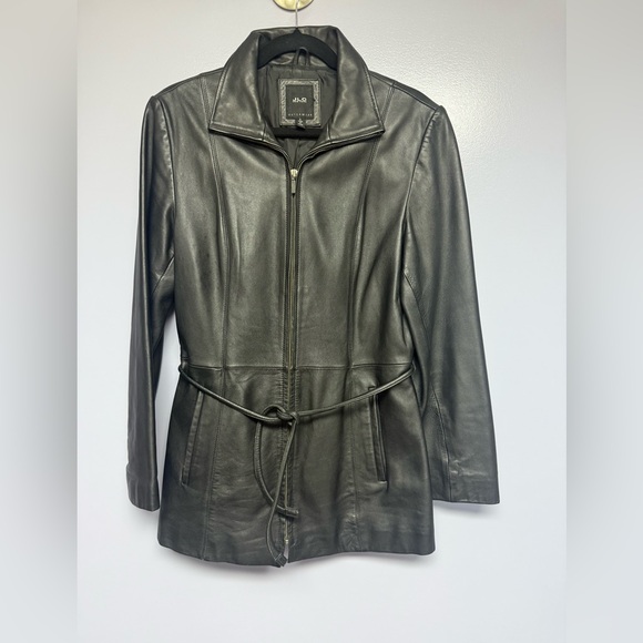 JLC New York black Leather Jacket with Belt S - Picture 1 of 13